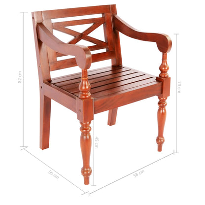 Batavia Chairs 2 pcs Dark Brown Solid Mahogany Wood