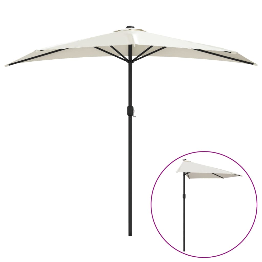 Garden Parasol with Aluminium Pole Sand 270x144 cm Half