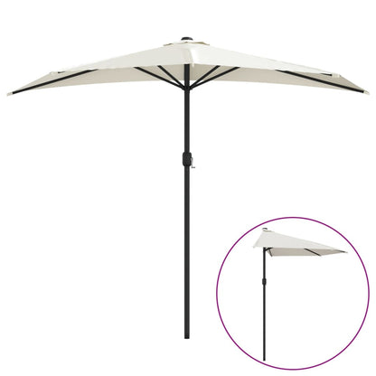 Garden Parasol with Aluminium Pole Sand 270x144 cm Half