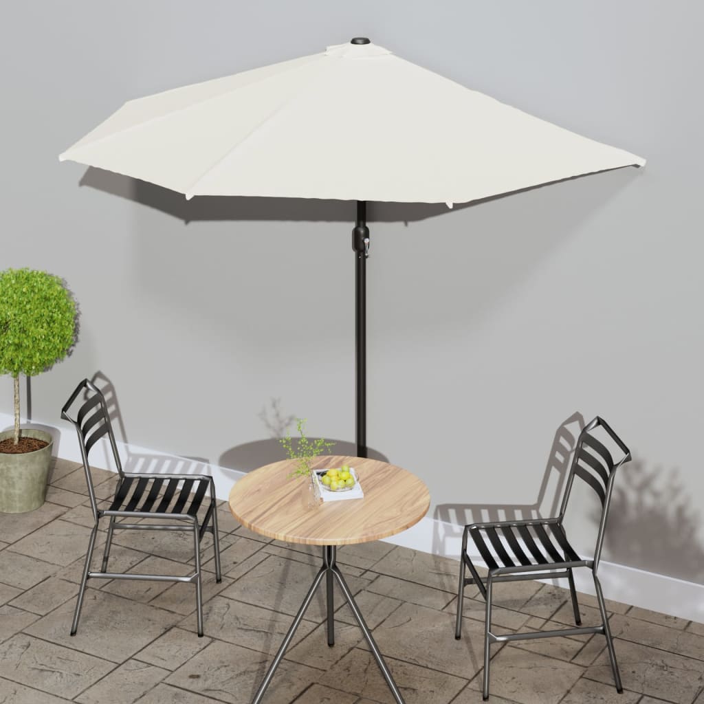 Garden Parasol with Aluminium Pole Sand 270x144 cm Half