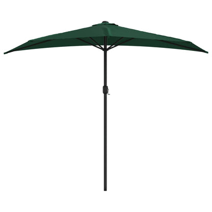 Garden Parasol with Aluminium Pole Green 270x144 cm Half