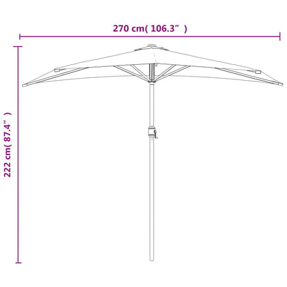 Garden Parasol with Aluminium Pole Green 270x144 cm Half