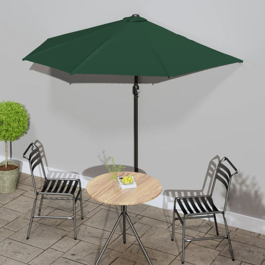 Garden Parasol with Aluminium Pole Green 270x144 cm Half