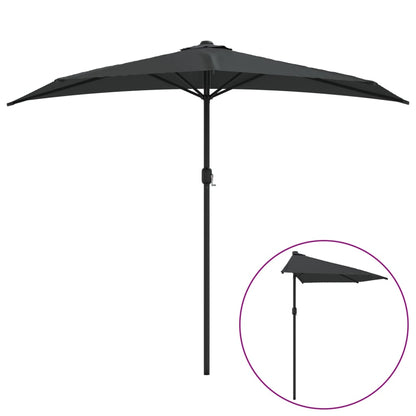 Garden Parasol with Aluminium Pole Anthracite 270x144 cm Half