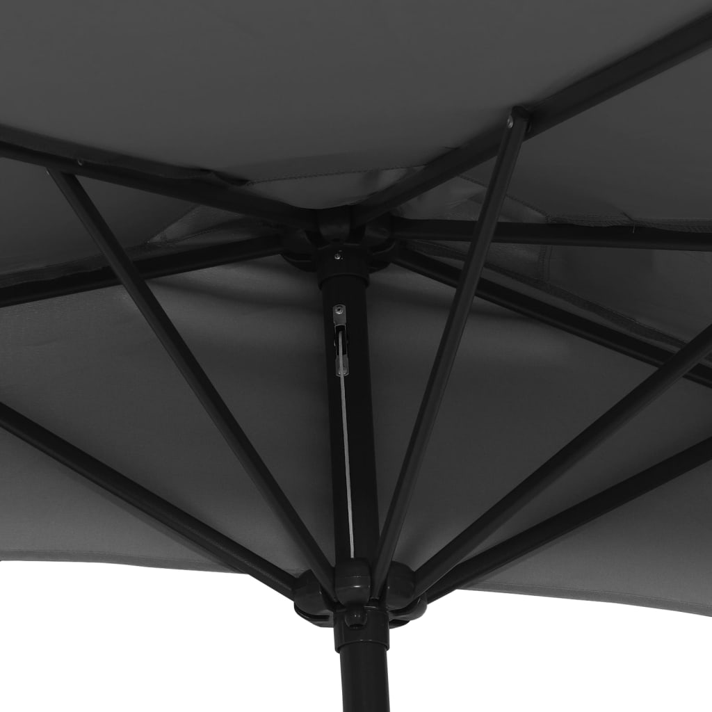 Garden Parasol with Aluminium Pole Anthracite 270x144 cm Half