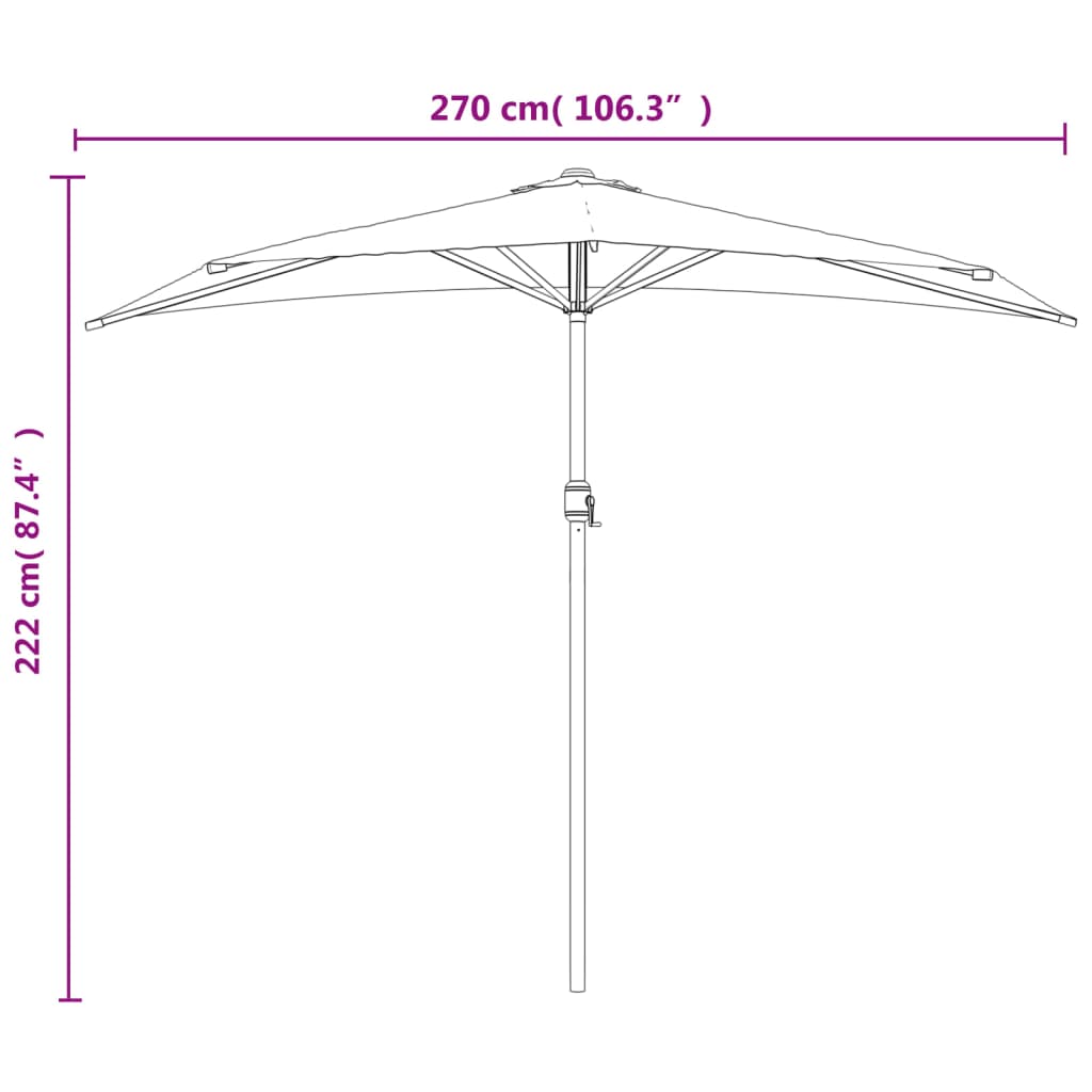 Garden Parasol with Aluminium Pole Anthracite 270x144 cm Half