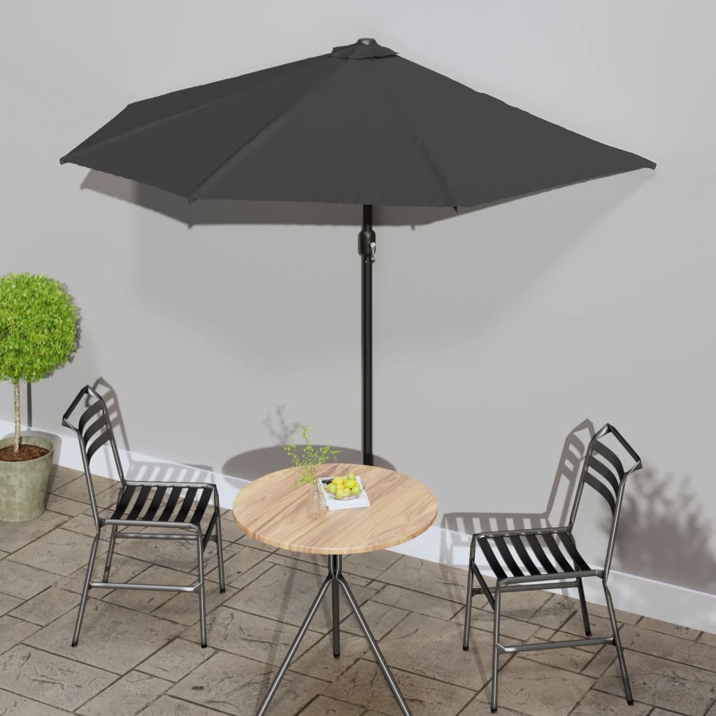 Garden Parasol with Aluminium Pole Anthracite 270x144 cm Half