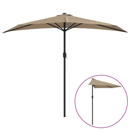 Garden Parasol with Aluminium Pole Taupe 270x144 cm Half