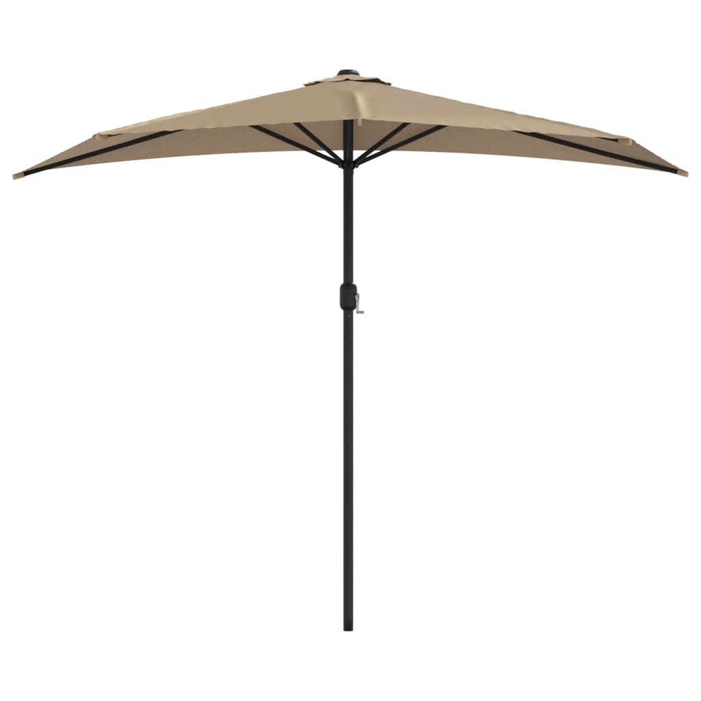 Garden Parasol with Aluminium Pole Taupe 270x144 cm Half