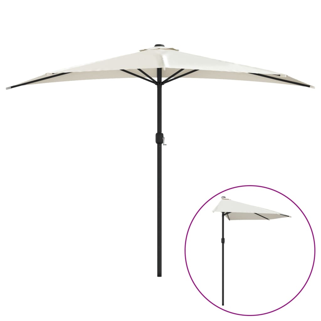 Garden Parasol with Aluminium Pole Sand 300x155 cm Half