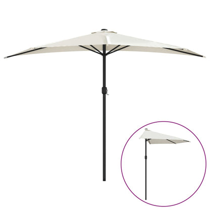 Garden Parasol with Aluminium Pole Sand 300x155 cm Half