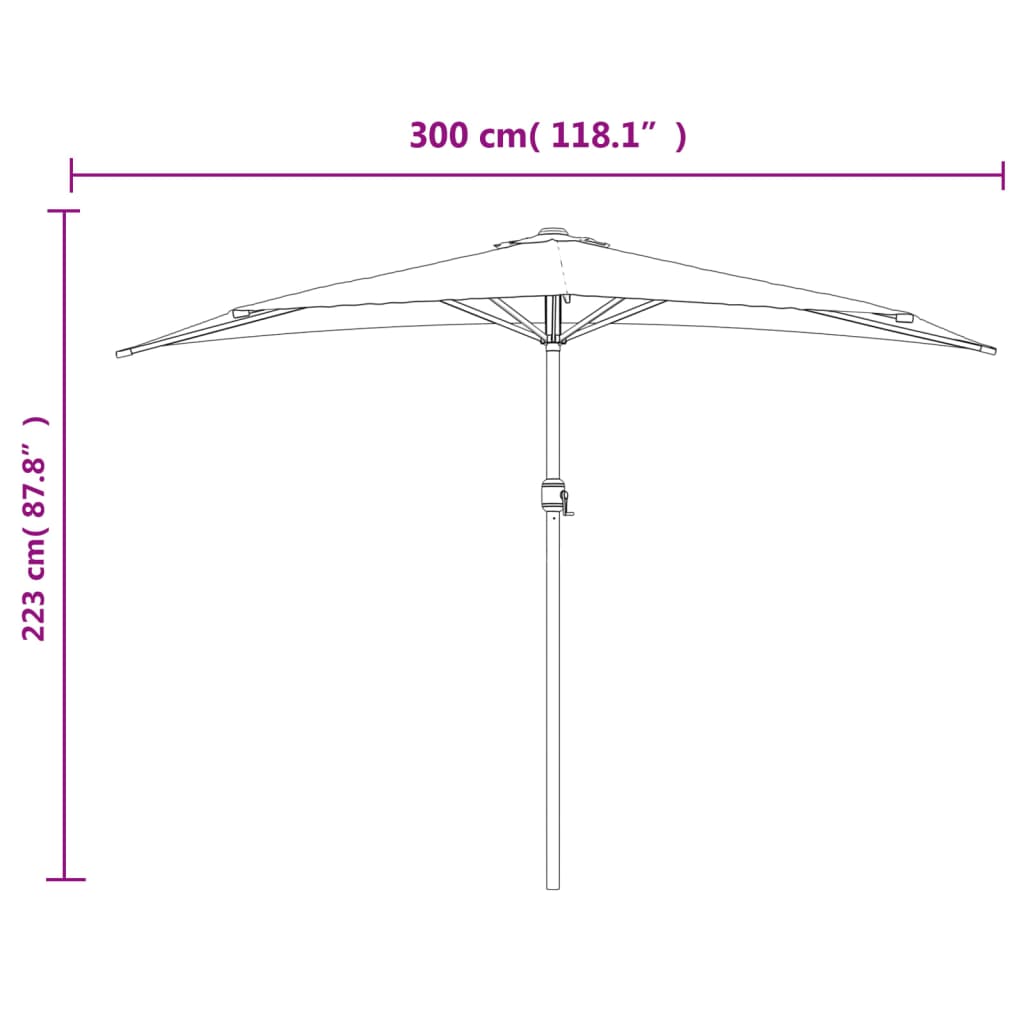 Garden Parasol with Aluminium Pole Green 300x155 cm Half