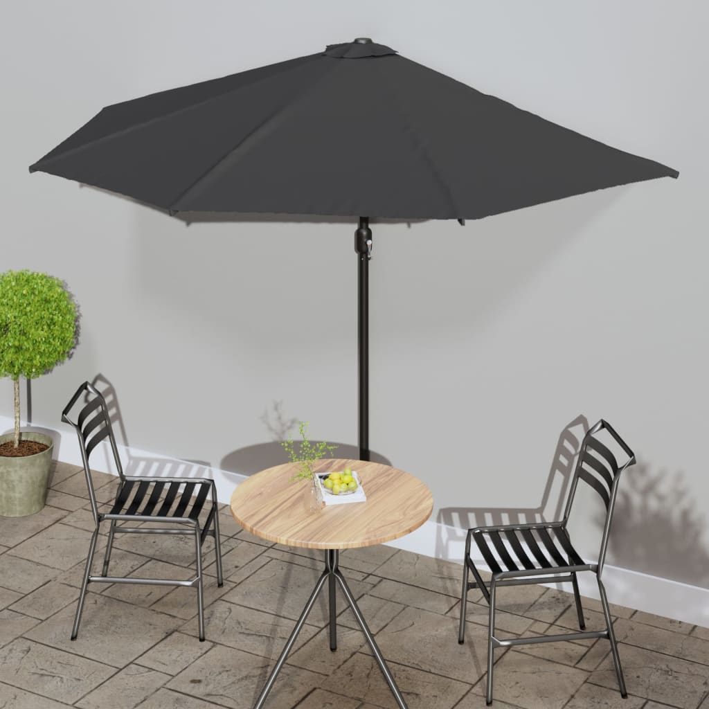 Garden Parasol with Aluminium Pole Anthracite 300x155 cm Half