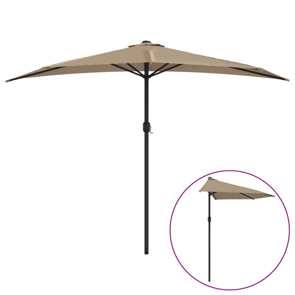 Balcony Parasol with Aluminium Pole Taupe 300x155 cm Half