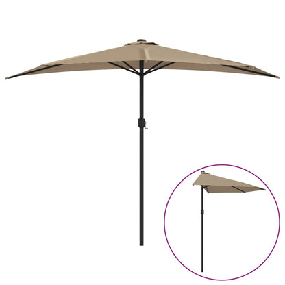 Balcony Parasol with Aluminium Pole Taupe 300x155 cm Half