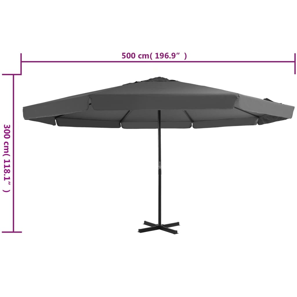 Outdoor Parasol with Aluminium Pole 500 cm Anthracite