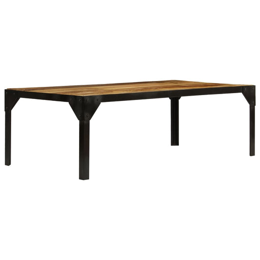 Coffee Table Solid Rough Mango Wood and Steel 110 cm