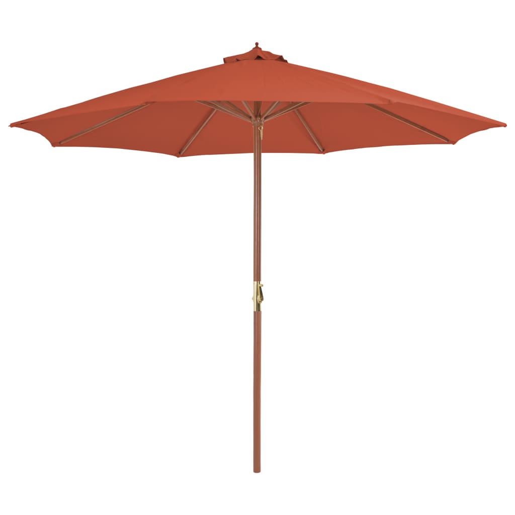 Garden Parasol with Wooden Pole 300 cm Terracotta