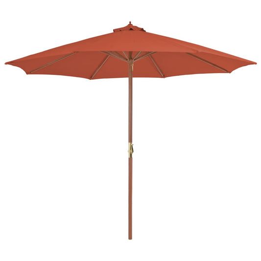 Garden Parasol with Wooden Pole 300 cm Terracotta