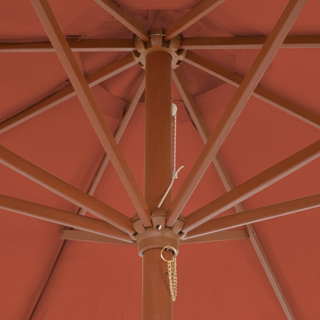 Garden Parasol with Wooden Pole 300 cm Terracotta