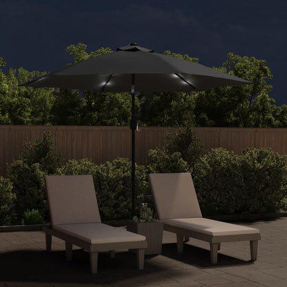 Outdoor Parasol with LED Lights and Steel Pole 300cm Anthracite