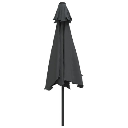 Outdoor Parasol with LED Lights and Steel Pole 300cm Anthracite