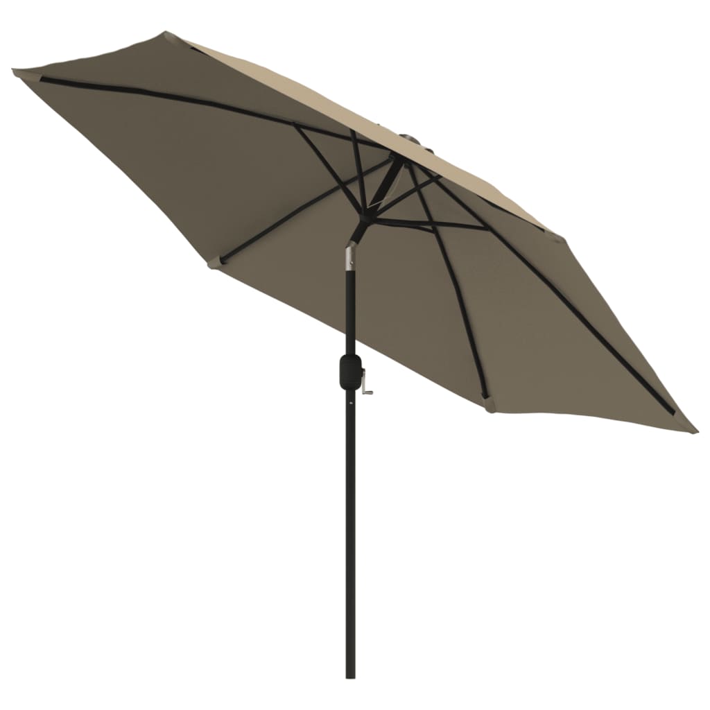 Outdoor Parasol with LED Lights and Steel Pole 300cm Taupe