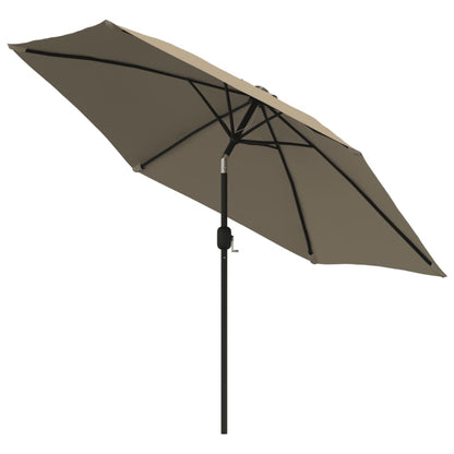 Outdoor Parasol with LED Lights and Steel Pole 300cm Taupe