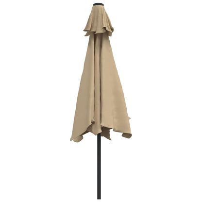 Outdoor Parasol with LED Lights and Steel Pole 300cm Taupe