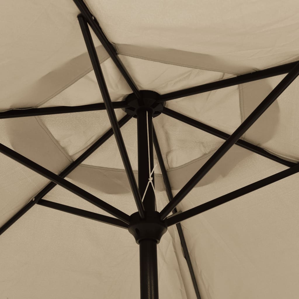 Outdoor Parasol with LED Lights and Steel Pole 300cm Taupe