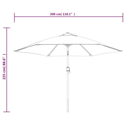 Outdoor Parasol with LED Lights and Steel Pole 300cm Taupe