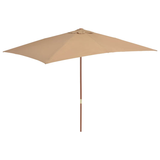 Outdoor Parasol with Wooden Pole 200x300 cm Taupe