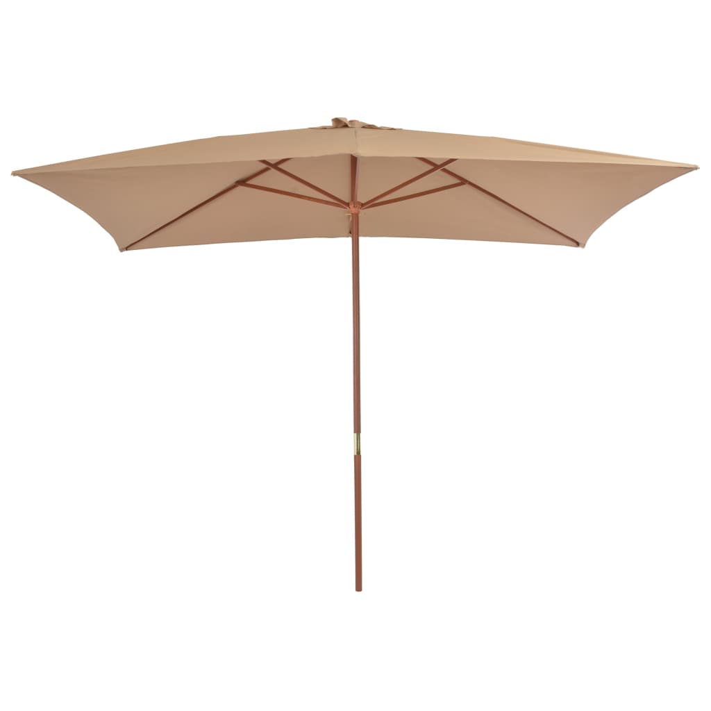 Outdoor Parasol with Wooden Pole 200x300 cm Taupe