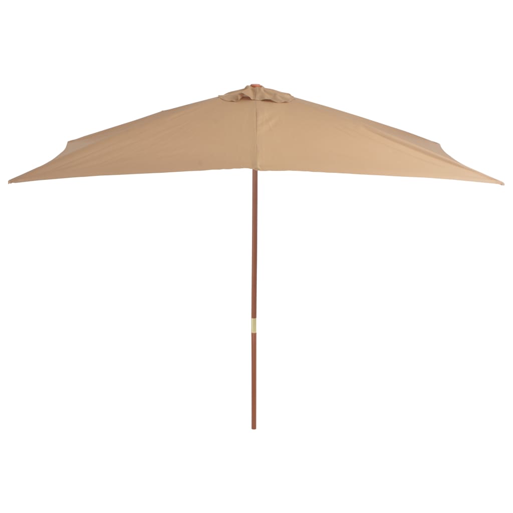 Outdoor Parasol with Wooden Pole 200x300 cm Taupe