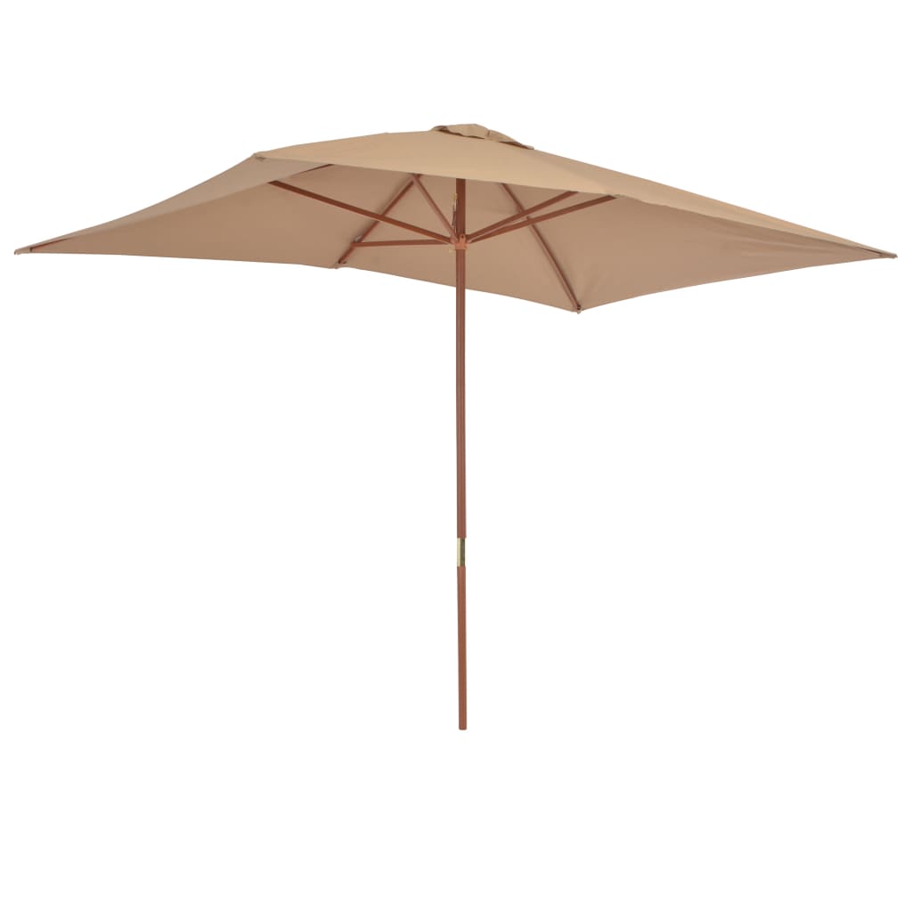 Outdoor Parasol with Wooden Pole 200x300 cm Taupe