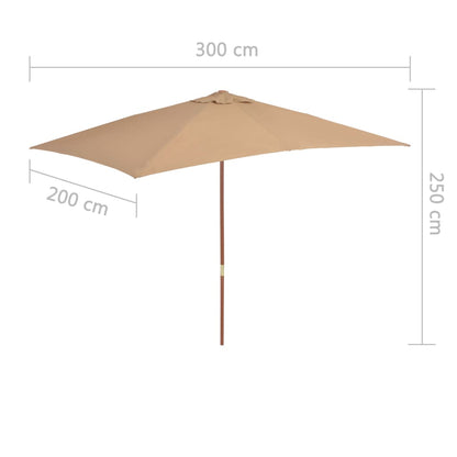 Outdoor Parasol with Wooden Pole 200x300 cm Taupe