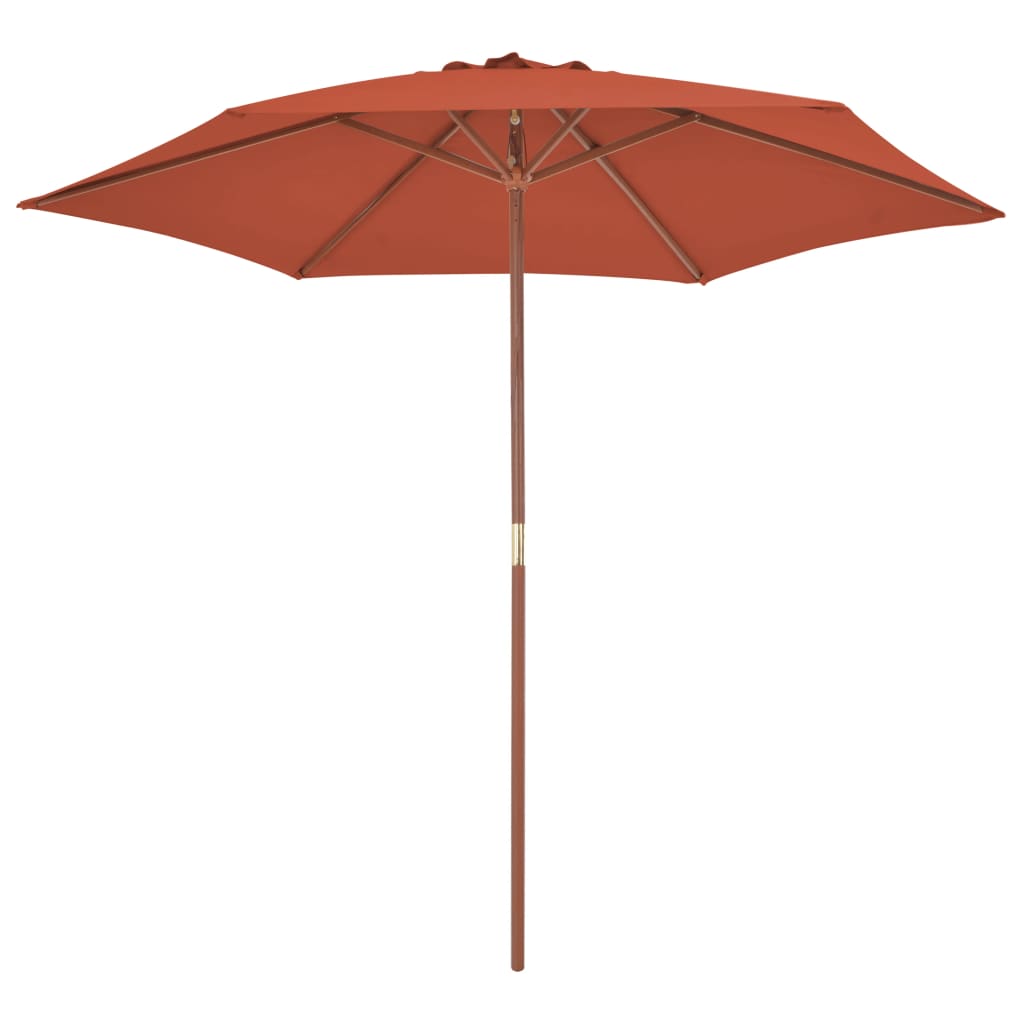 Outdoor Parasol with Wooden Pole 270 cm Terracotta