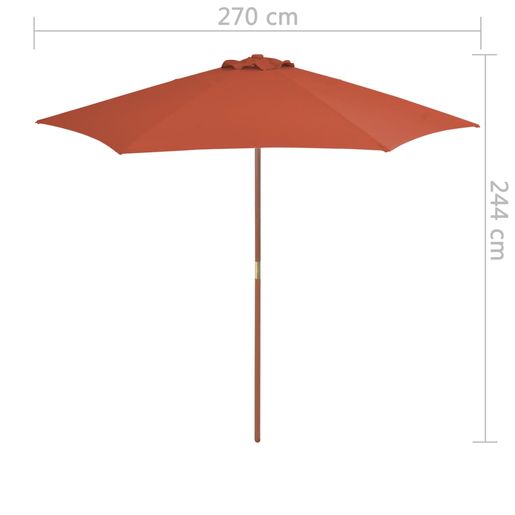 Outdoor Parasol with Wooden Pole 270 cm Terracotta