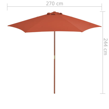 Outdoor Parasol with Wooden Pole 270 cm Terracotta