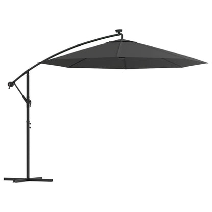 Cantilever Garden Parasol with LED Lights and Steel Pole 300 cm Anthracite