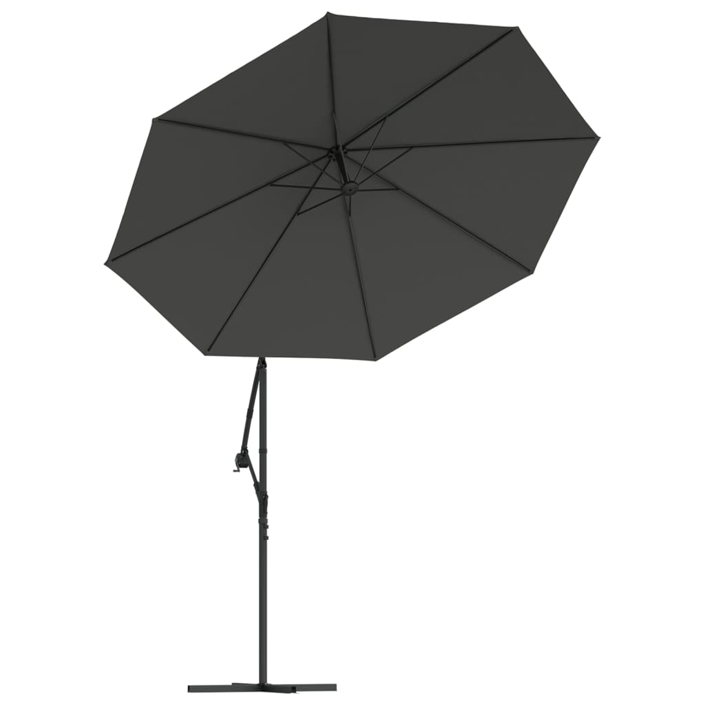 Cantilever Garden Parasol with LED Lights and Steel Pole 300 cm Anthracite