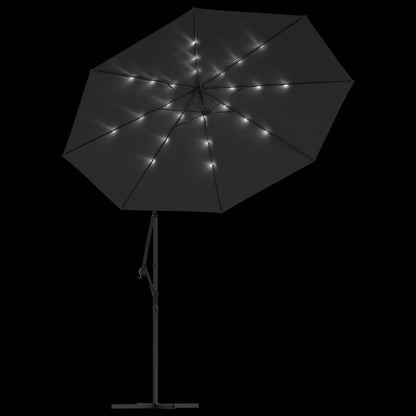 Cantilever Garden Parasol with LED Lights and Steel Pole 300 cm Anthracite