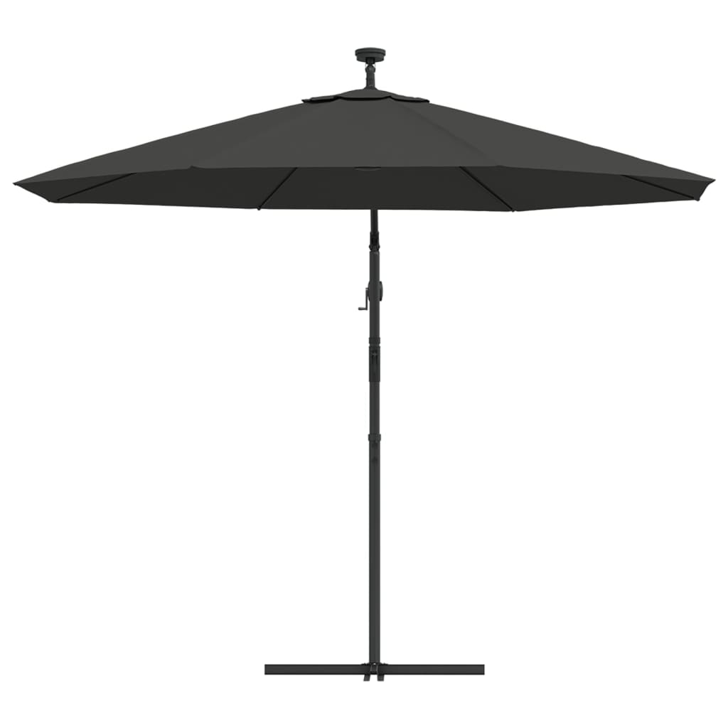 Cantilever Garden Parasol with LED Lights and Steel Pole 300 cm Anthracite