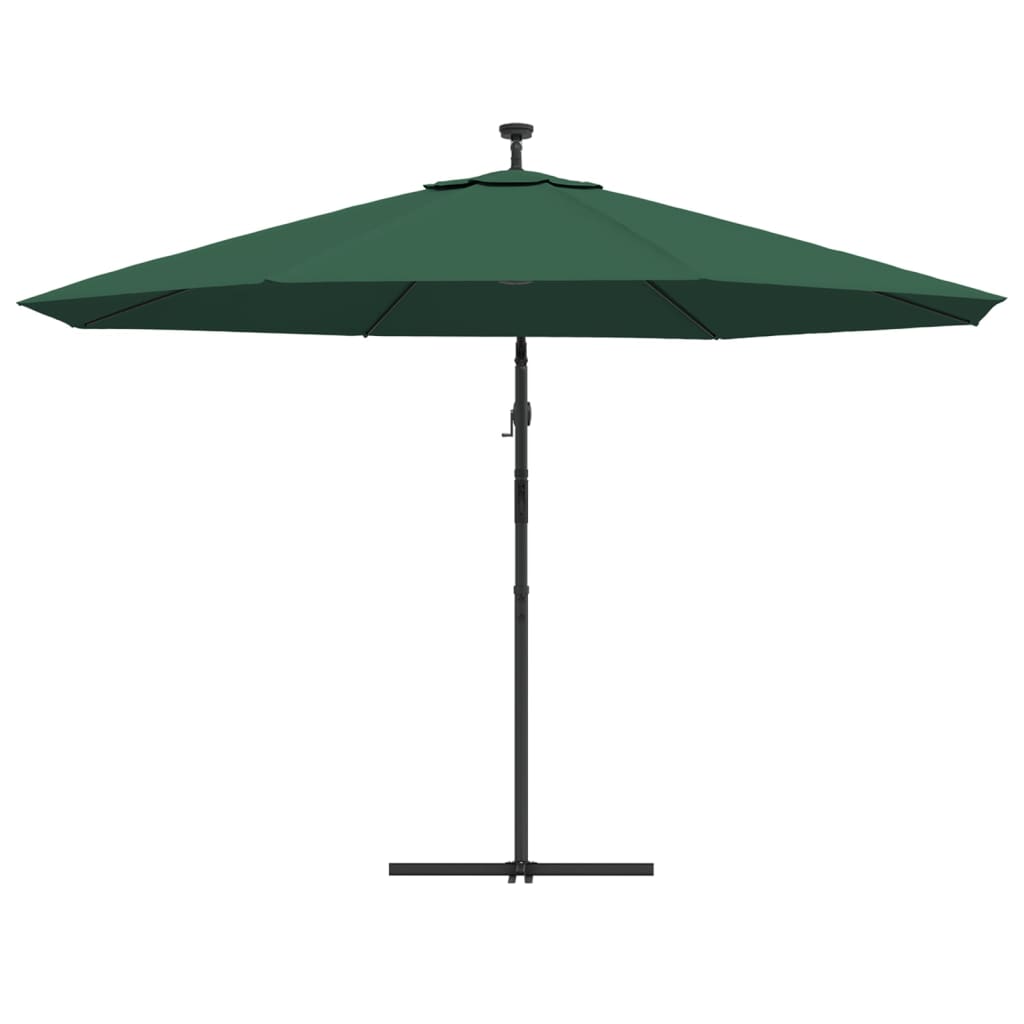 Cantilever Garden Parasol with LED Lights and Metal Pole 350 cm Green