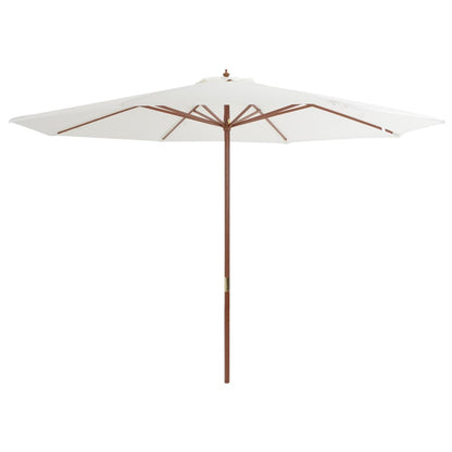 Garden Parasol with Wooden Pole 350 cm Sand White