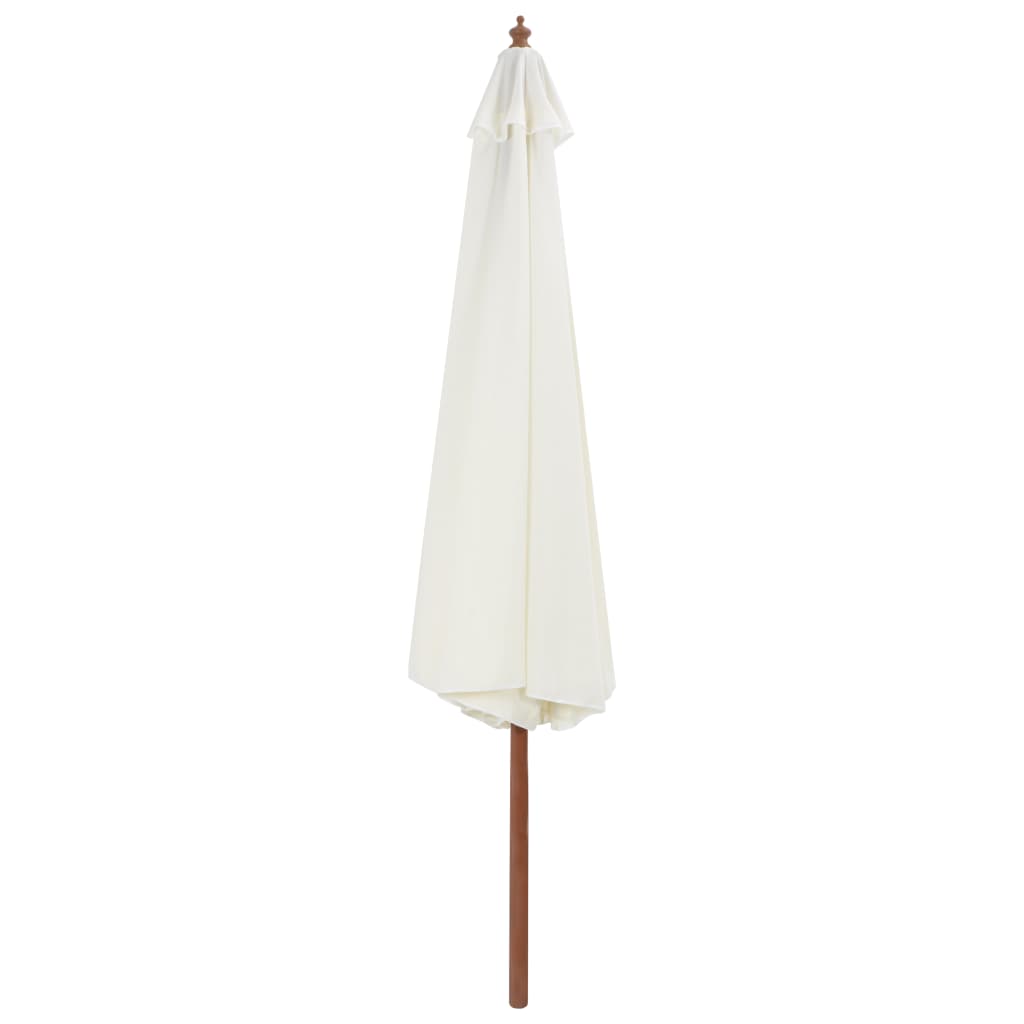 Garden Parasol with Wooden Pole 350 cm Sand White