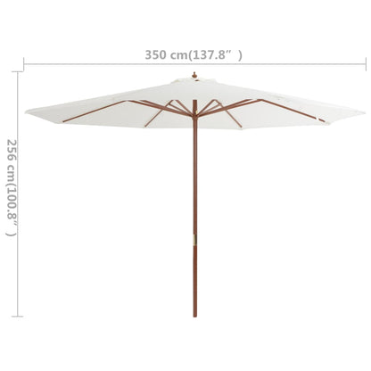 Garden Parasol with Wooden Pole 350 cm Sand White