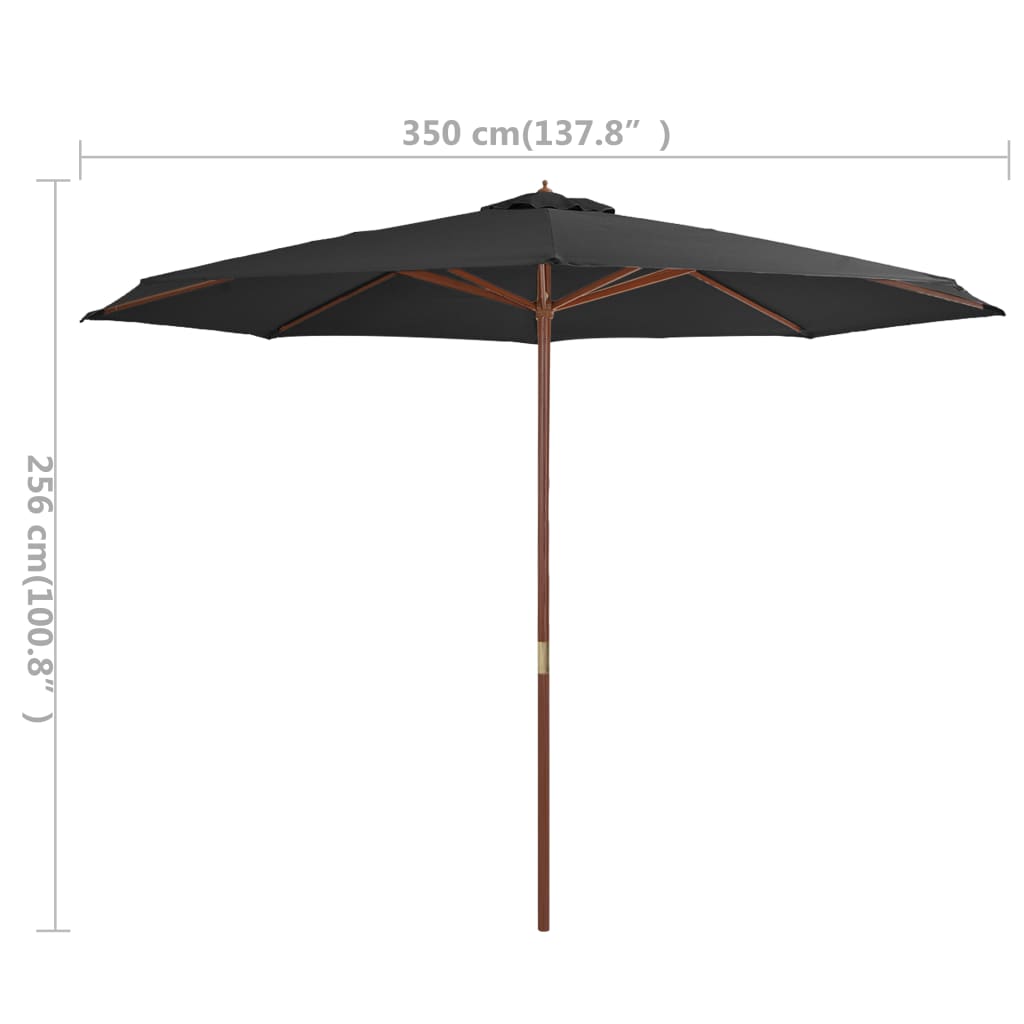 Garden Parasol with Wooden Pole 350 cm Anthracite