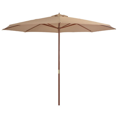 Garden Parasol with Wooden Pole 350 cm Taupe