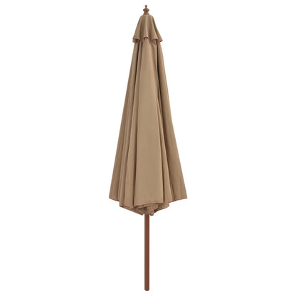 Garden Parasol with Wooden Pole 350 cm Taupe